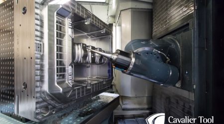 A close up image of a CNC Machine at Windsor-Ontario Based Mould Maker Cavalier Tool and Manufacturing Ltd.