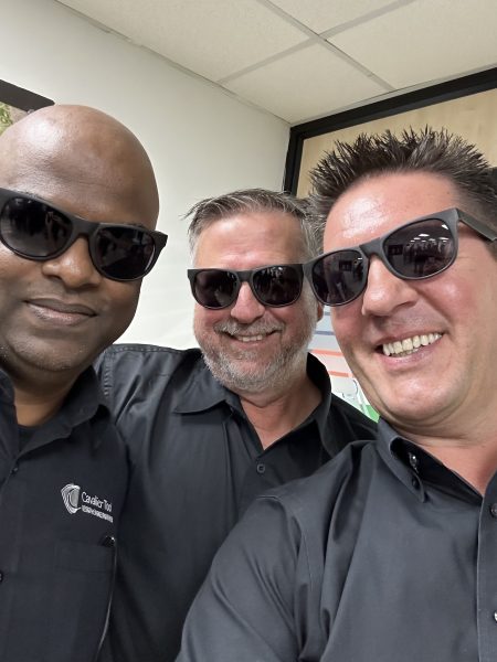 India CEO, Vijay Kumar poses with Cavalier Tool President Brian Bendig and Plant Manager Larry Caron